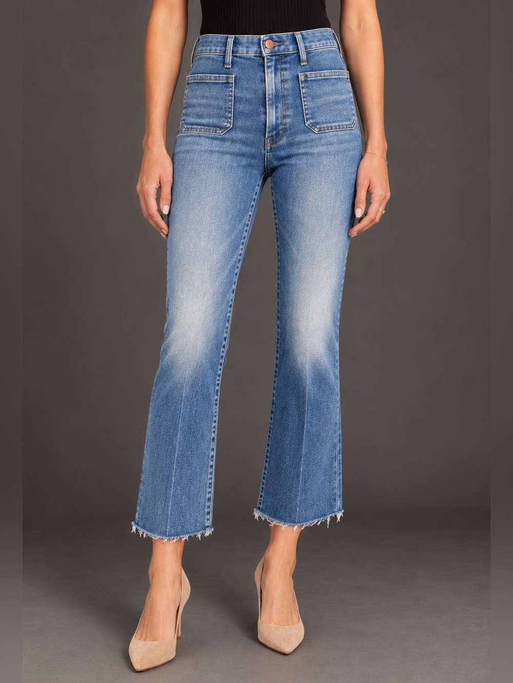 MOTHER Hustler Patch Pocket Ankle Fray in Healing Jar, size 25
